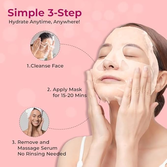 SPARKEL FACIAL MASK FOR SKINCARE | INTENSE HYDRATION & GLOWING FACE MASK WITH ALOEVERA, OLIVE LEAF EXTRACTS | SUITABLE FOR ALL SKIN TYPES MEN AND WOMEN - PACK OF 5 - Image 2